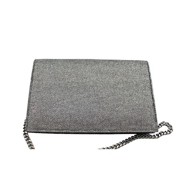 F0 Excellent Authentic Jimmy Choo Silver Glitter Crossbody Clutch Bag - Picture 3 of 6